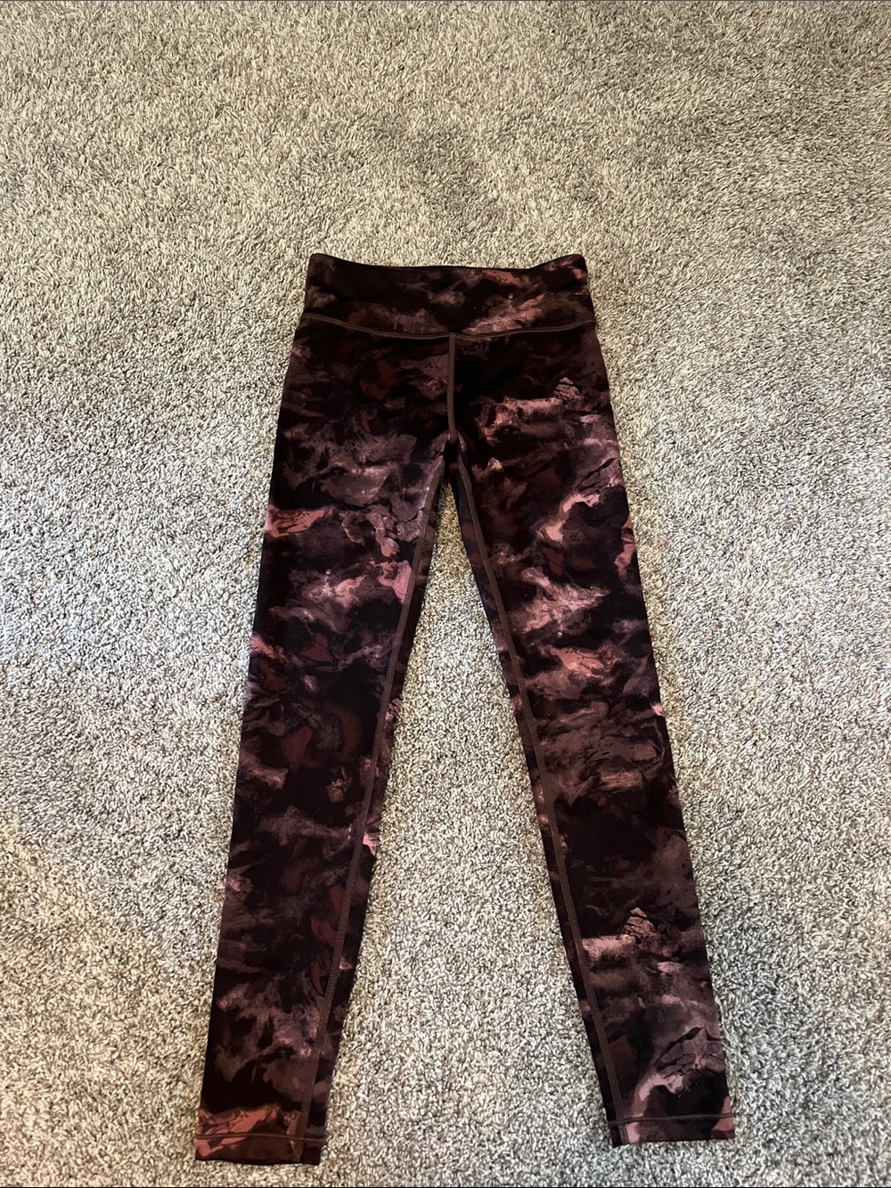 Athleta Girls Marbled Plum and Pink Leggings